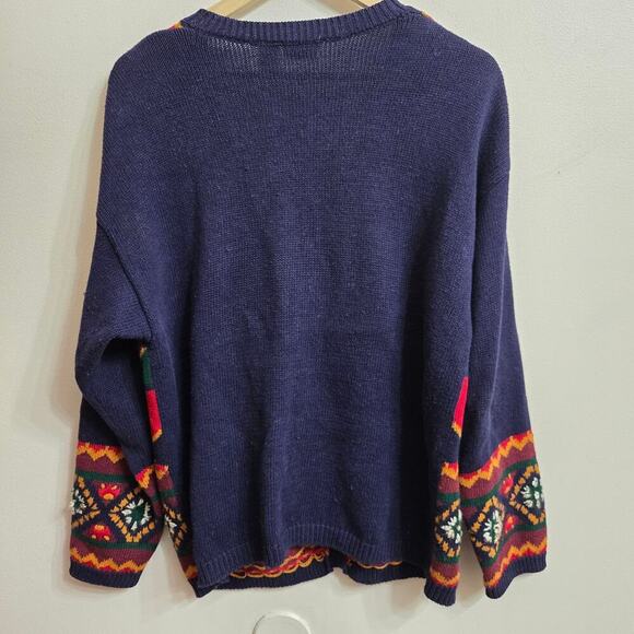 Vtg Lucia Womens Oversized 3D Knit Cardigan Sweater L Boho Paisley Embroidered - Picture 7 of 11